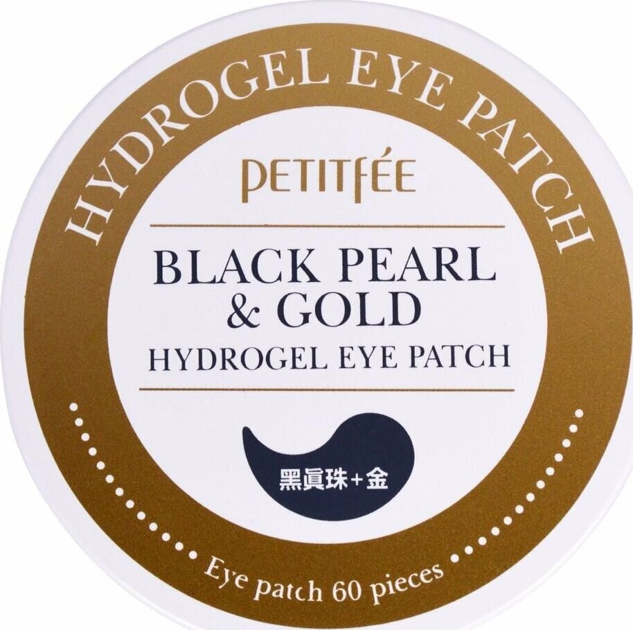 Plasturi pentru ochi cu perle negre si aur, Petitfee, Black Pearl & Gold, 60 buc.