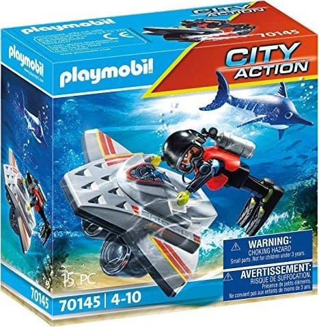 Set de constructie Playmobil, Sea Rescue Diving Scooter In Rescue Operations 70145, 15 Piese