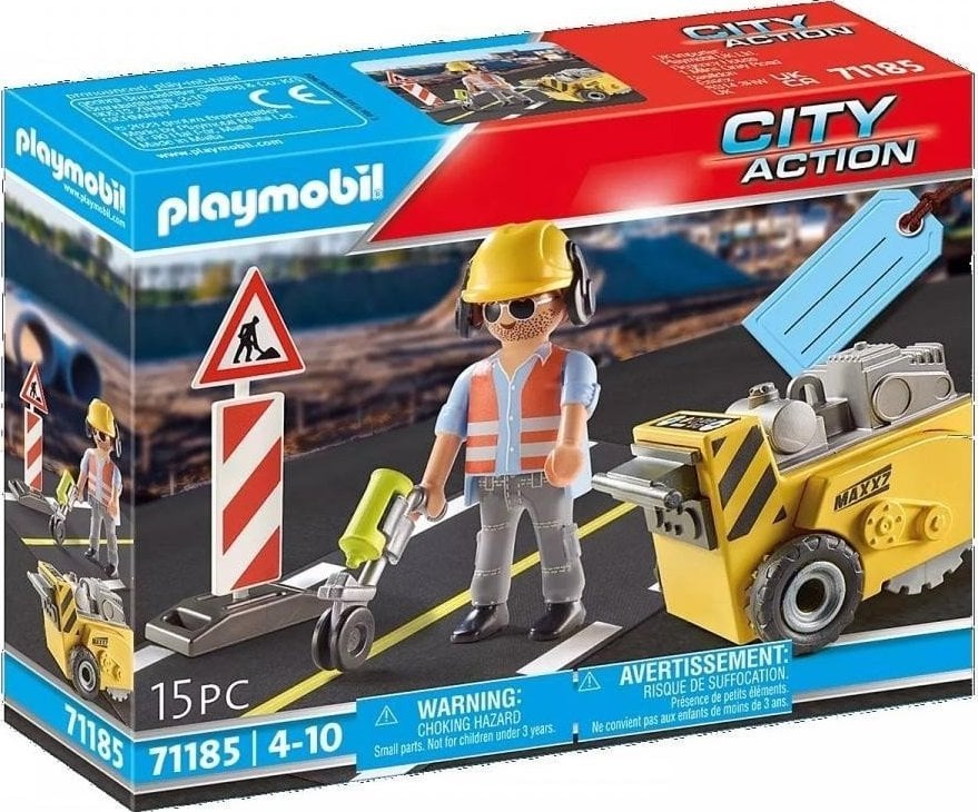 Playmobil Playmobil Muncitor în construcții cu mașină de frezat 71185