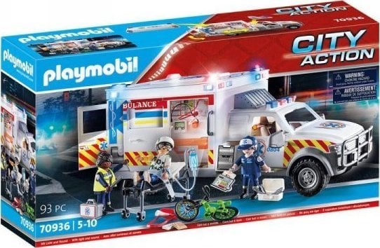 Playmobil Zestaw Samochodów Playmobil Rescue Vehicle: US Ambulance City Action 70936 (93 pcs)