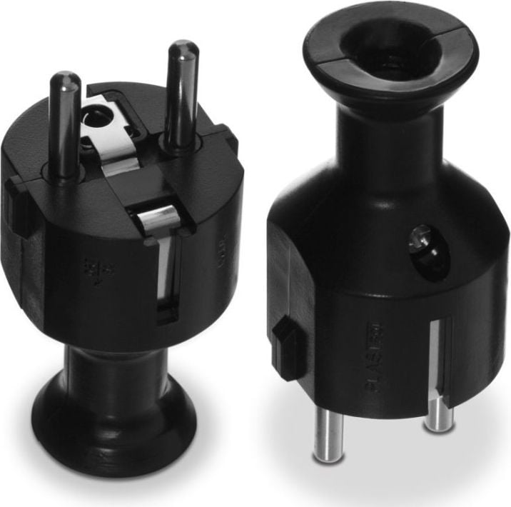 PLUG DREAPTĂ UNI-SCHUKO demontabilă, 2P + 16A, 250V BLACK