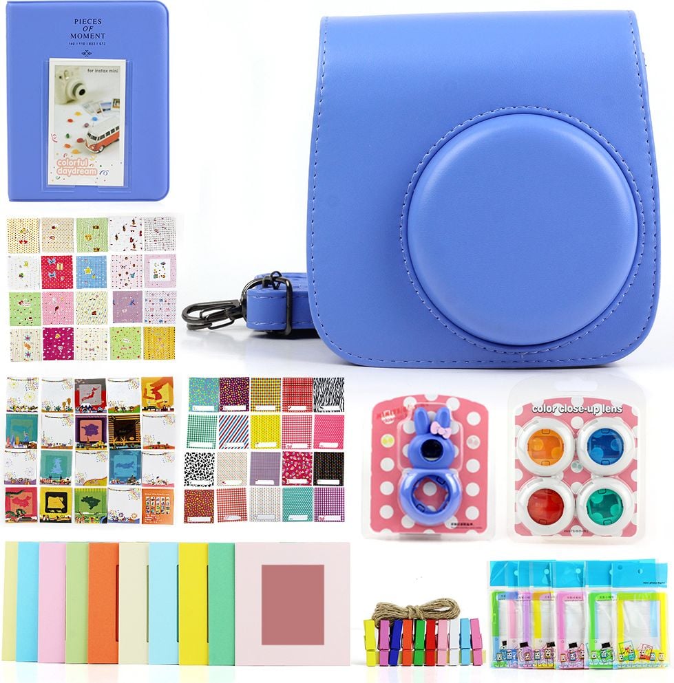 Accesorii foto-video set loveinstant Carcasa 7in1 + Album + Rame + Filtre Pentru Fujifilm Instax Mini 8 / 9 Blue