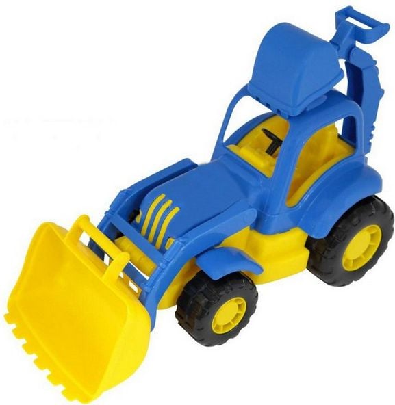 Tractor cu incarcator si excavator , Hardy, 28x13x16 cm, Polesie, Albastru