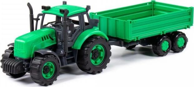 Polesie Polesie 91260 `Progres` tractor inerțial cu o remorcă cu platformă verde în cutie
