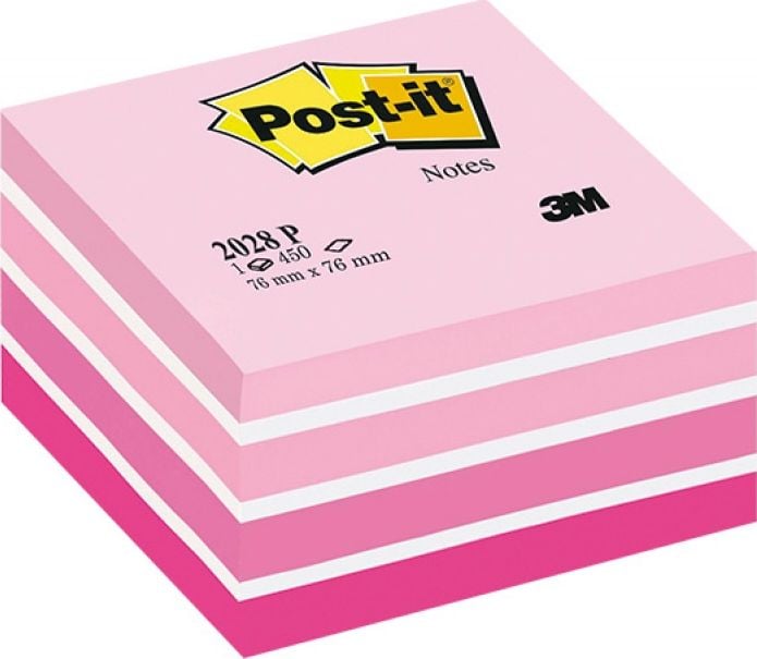 Post-it STICKY CUB POST-IT ACUORELA ROZ 76 X 76 MM 450 COLI