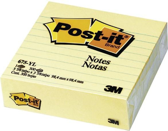 Post-it Pad 675-YL 100x100mm căptușit, galben (3M0257)