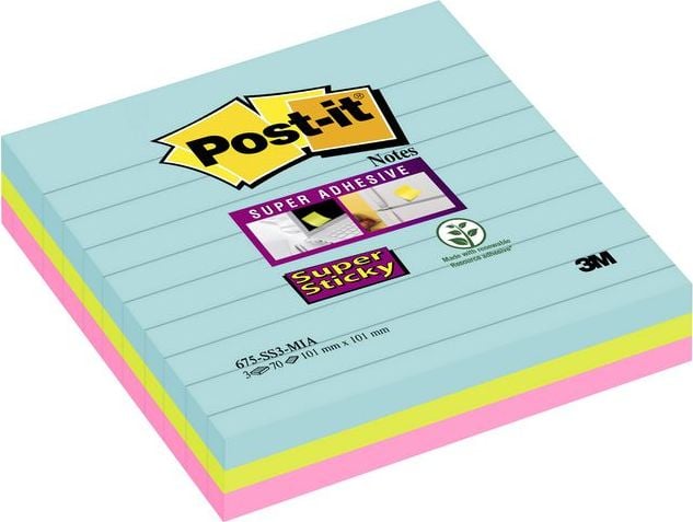 Post-it-super-lipicios xl linie 101x101mm, Miami 3 / p