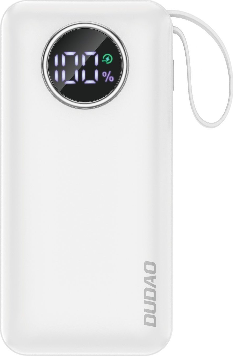 Powerbank Dudao Dudao Powerbank 10000mAh USB-A / USB-C 22,5W cu cablu Lightning încorporat și USB-C alb (K15sW)