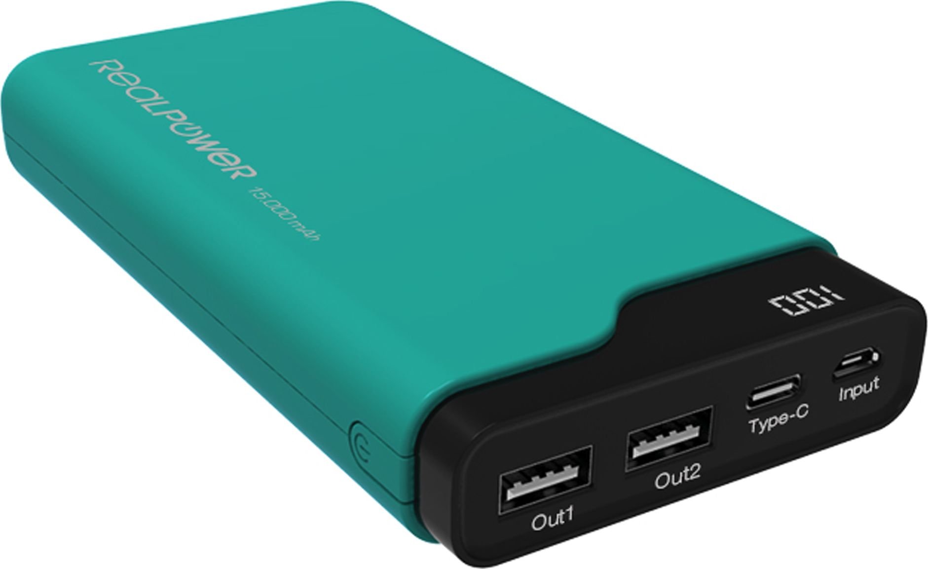 POWERBANK Realpower grün tip C 15000