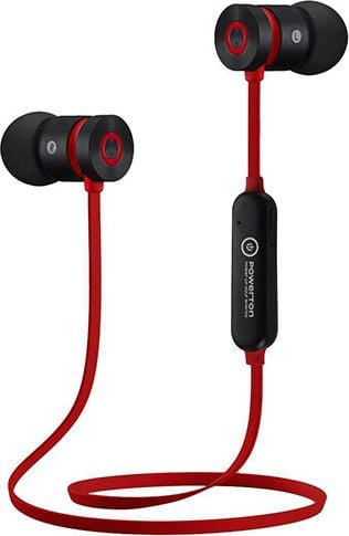 Powertone casti Bluetooth W2, s magnetickým uchycením, microfon, controlul volumului, negru-roșu, sport Bluetooth