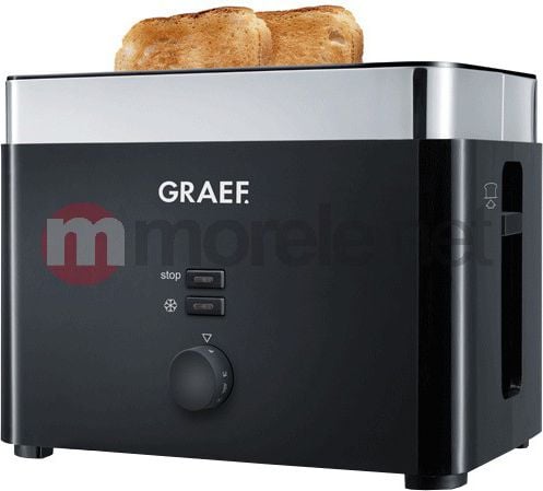 Prajitoare - Prajitor de paine Graef TO 62, 1000 W, 2 felii, Negru/Argintiu