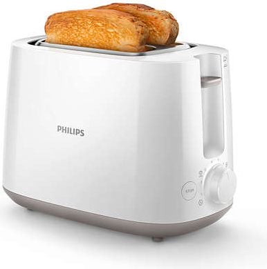 Prajitoare - Prajitor de paine Philips HD2581/00, 750 W, 2 felii, 8 setari rumenire, Grill, Functie reincalzire si dezghetare, Alb