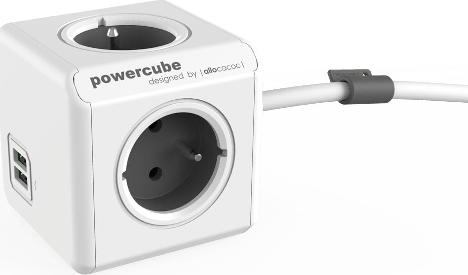 Prelungitor cu USB Allocacoc PowerCube Extended USB 1.5 m sloturi gri