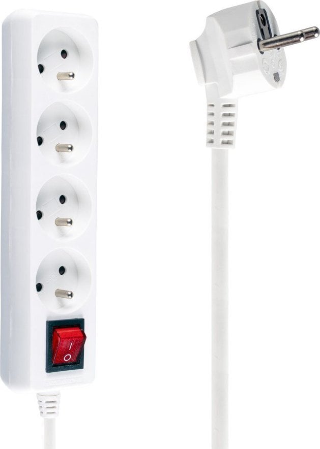 Prelungitor electric cu cablu cu protectie supraincalzire si intrerupator , Libox , LB0083/3 , 4 prize , 3 m , alb