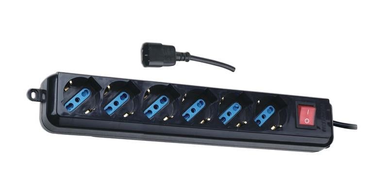 Accesorii UPS-uri - Prelungitor electric cu cablu cu protectie supraincalzire si intrerupator pentru ups , Techly , 6 prize , 1.5m , negru