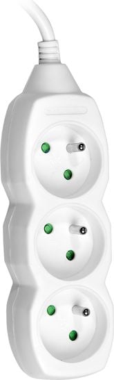 Prelungitor TRACER PowerCord 1,5m ,3 outlets, white