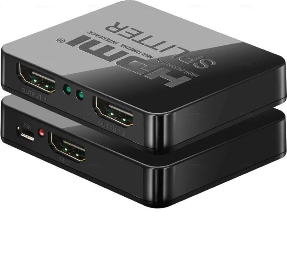 Splitter HDMI 2 porturi, 1 intrare - 2 iesiri, 3D, 4K x 2K, FULL HD, alimentare cablu USB, PremiumCord, khsplit2c