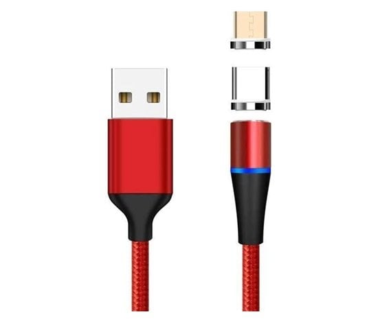 PremiumCord USB-A - cablu microUSB + USB-C 1 m Roșu (ku2m1fgr)