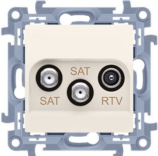 Priza de antena satelitara dubla SAT-SAT-RTV modulara. aten: SAT 1-0.5 dB SAT 2-1.5 dB RTV-0.5 dB crem Simon