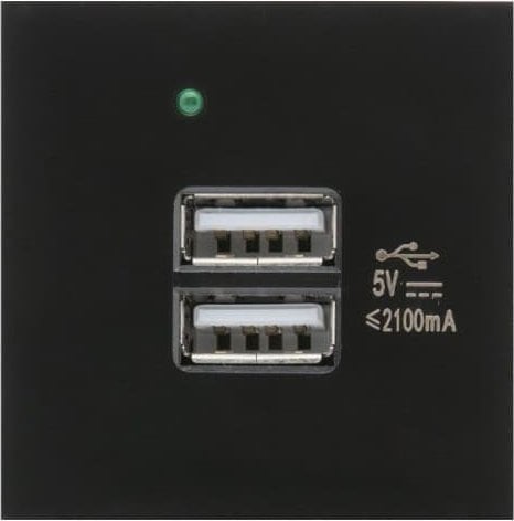 Priza dubla de perete USB Maclean, MCE728B, neagra