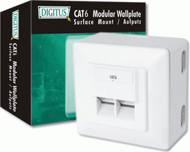 Priza modulara de perete ecranata , Digitus , cat5e 2xRJ45 , alb