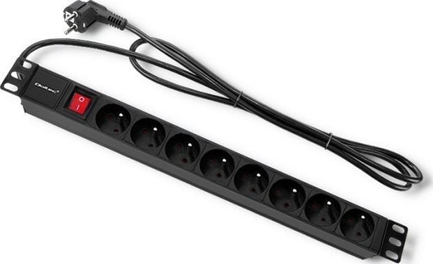 Priză Qoltec pentru dulap RACK 1U 16A PDU 8xFRANCEZ 2m (54471)