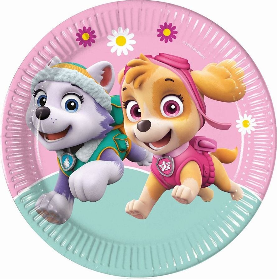 PROCOS Farfurii din hârtie Paw Patrol Skye & Everest, 23cm, 8 buc. (fără plastic)