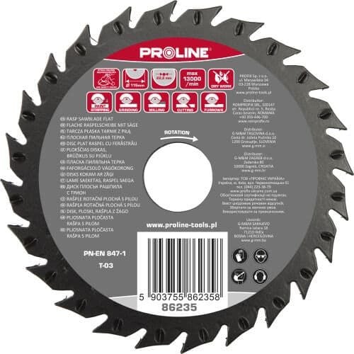 Profix LAMA PLATA RASP DINTI GRUPATI CU FIERAASTRAU PROLINE DE 115MM