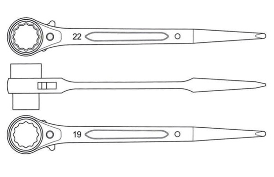 Cheie pentru schelă cu clichet Pro-Line 19 x 22 mm (36722)