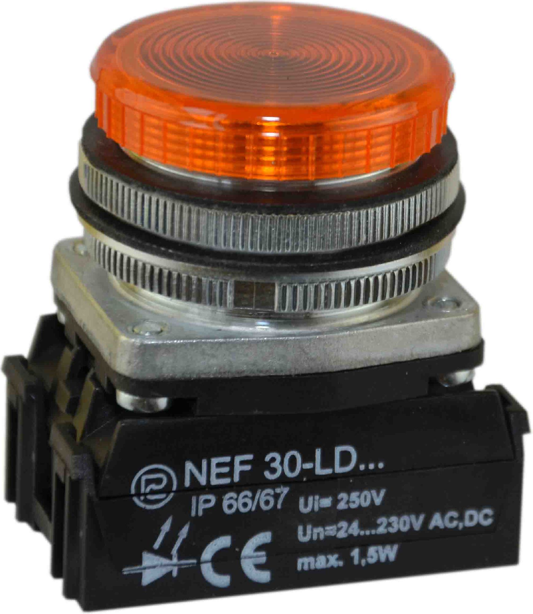 Lampă de semnalizare galben 30mm 24 - 230V AC / DC (W0-LDU1 NEF30LD-G)