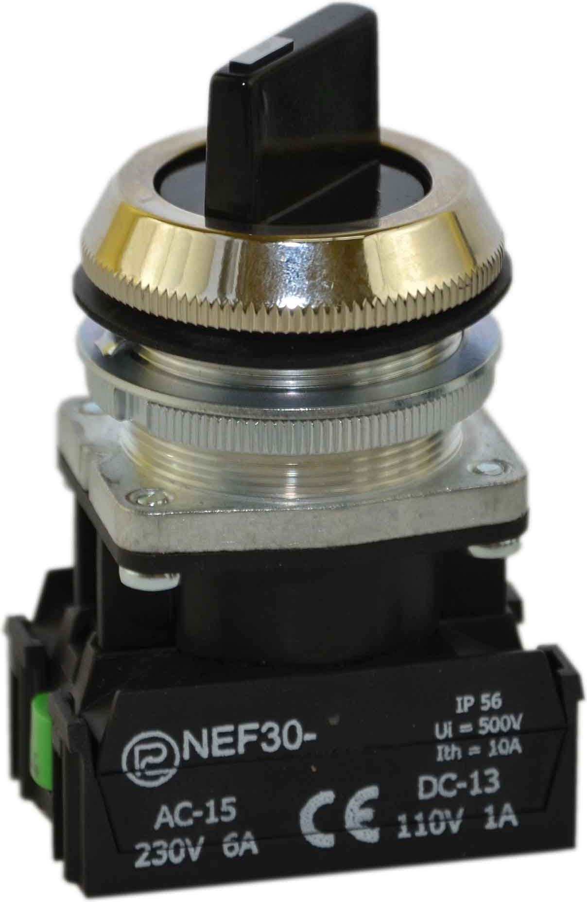 Buton comutator Promet cu 2 poziții 30 mm negru 2Z blocare (W0-NEF30-TPA 2X S)
