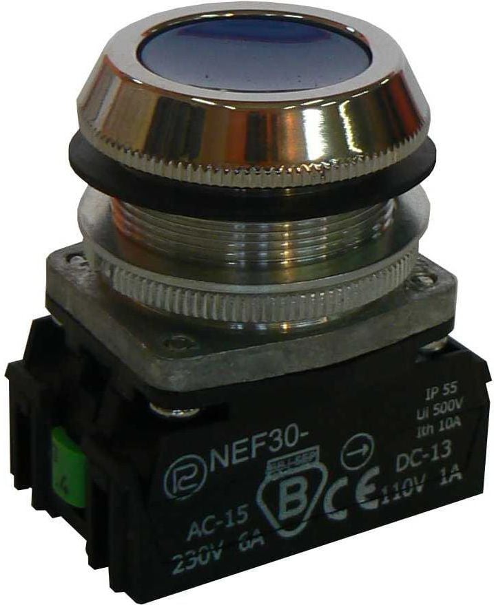 Buton de comandă Promet 30 mm albastru 2Z revenire cu arc (W0-NEF30-K 2X N)