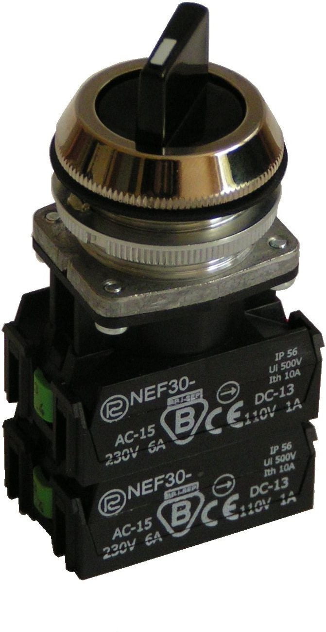 Butonul de control cu ​​trei poziții 30 mm 2Z black / 2R (W0-NEF30 2X2Y TPE-S)