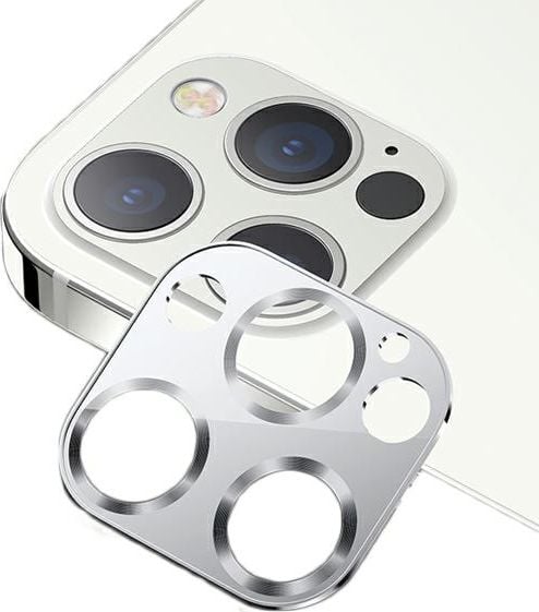 Protectie Camera Usams Metal Si Sticla Securizata Pentru iPhone 12 Pro - Silver