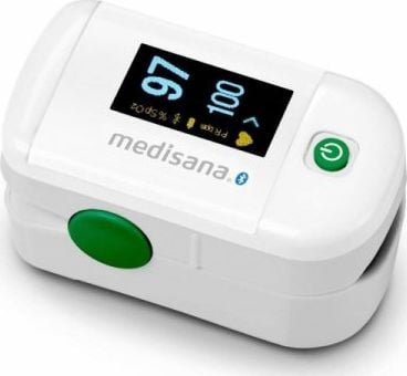 Dispozitive monitorizare medicala - Pulsoximetru Medisana PM 100 Connect,Memorie de măsurare,2x AAA,
alb,