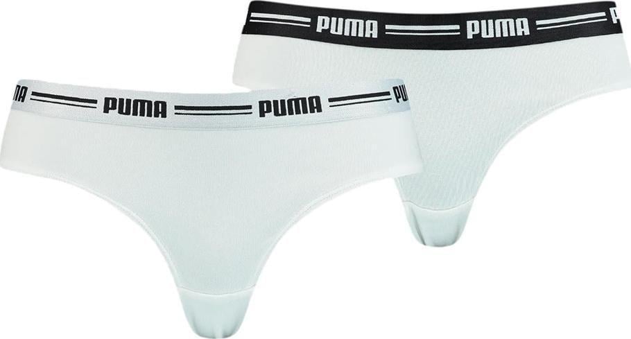 Puma, Chiloti brazilieni din amestec de modal cu banda logo in talie - 2 perechi, Alb, M