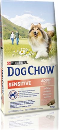 Hrana uscata pentru caini Dog Chow Adult Sensitive, Somon & Orez, 14Kg