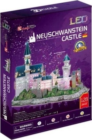 Puzzle 3D Cubic Fun LED - Castelul Neuschwanstein, 128 piese