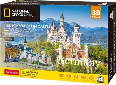 Puzzle 3D Cubic Fun - National Geographic, Castelul Neuschwanstein, 121 piese