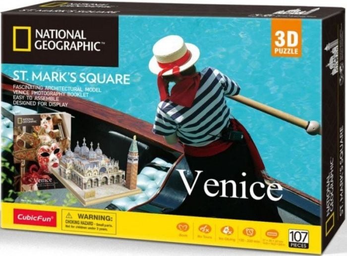 Puzzle 3D Cubic Fun - National Geographic, Piata San Marco, 107 piese