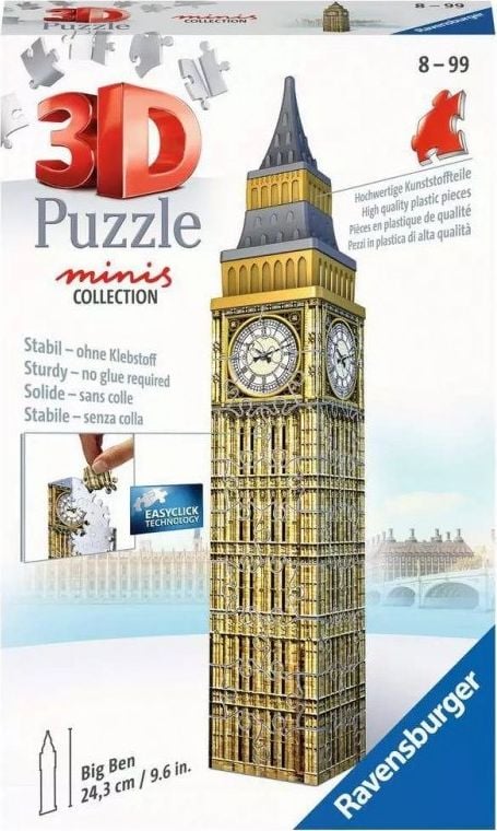 Puzzle 3D Ravensburger, Polska, Mini Big Ben, 54 Piese, Multicolor