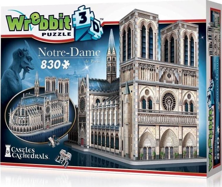 Puzzle 3D Wrebbit Castles & Cathedrals Collection Notre-Dame de Paris, 830 piese, Multicolor