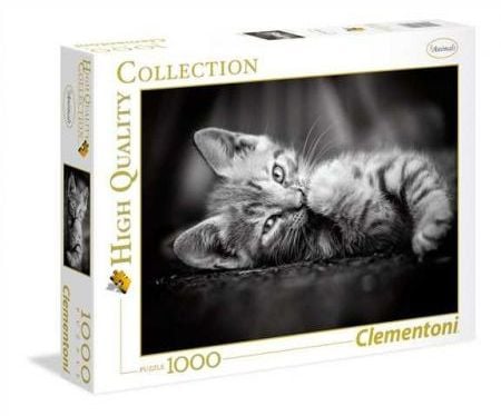 Puzzle Clementoni - Kitten, 1.000 piese alb-negru (62407)