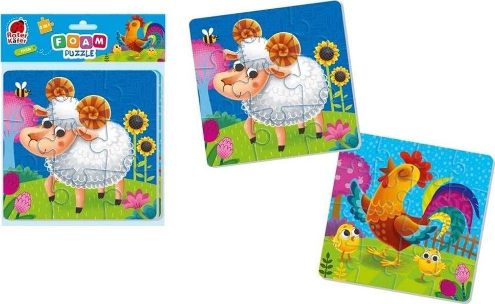 Puzzle cu spumă Roter Kafer 2 în 1 „Fermă” RK6050-04