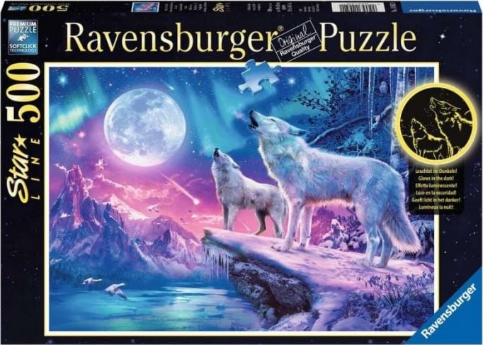 Puzzle fosforescent Ravensburger - Star Line - Wolf, 500 piese (14952)