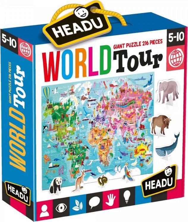 Puzzle Headu Teacher Tested - Turul lumii, 108 piese