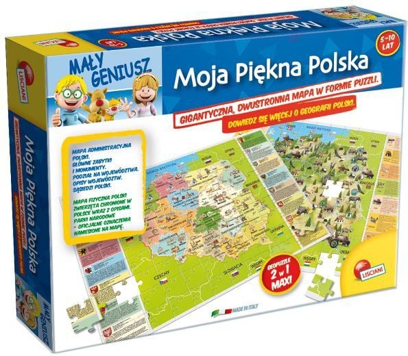 Puzzle, Lisciani, Harta administrativa/Harta fizica a Poloniei, 304-P42043, +5 ani, 70x50 cm, Multicolor