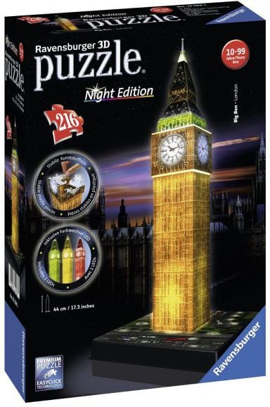 Puzzle Ravensburger 3D - Big Ben, 216 piese, luminos