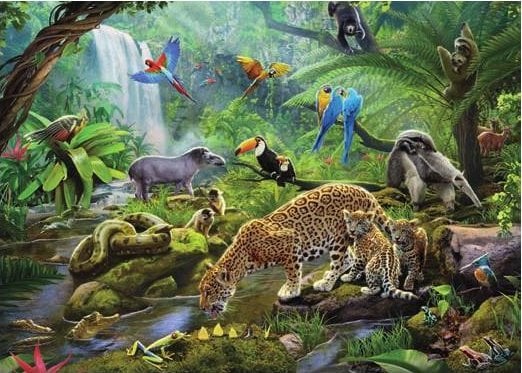 Puzzle Ravensburger - Animale din padurea tropicala, 60 piese