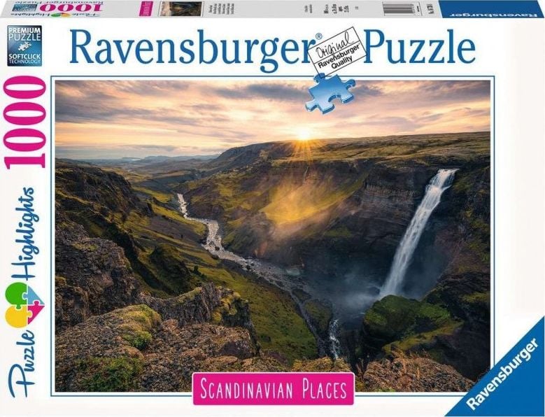 Puzzle Ravensburger Highlights - Cascada Haifoss Islanda, 1000 piese